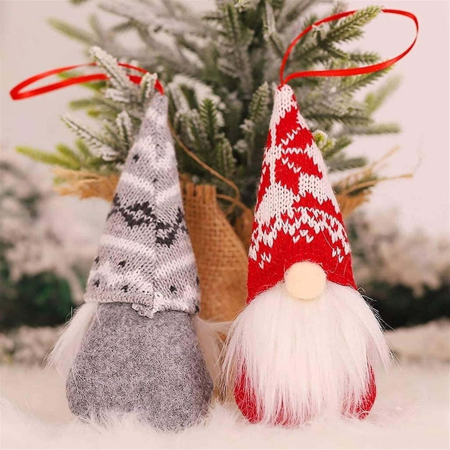 4 Pcs Christmas Knitted Faceless Doll Christmas Pendant Santa Doll
