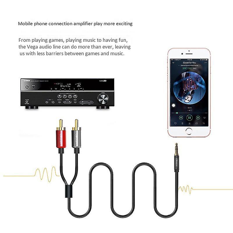 Veggieg Rca Cable 2rca to 3.5 Audio Cable 3.5mm Jack Aux Cable (2m)