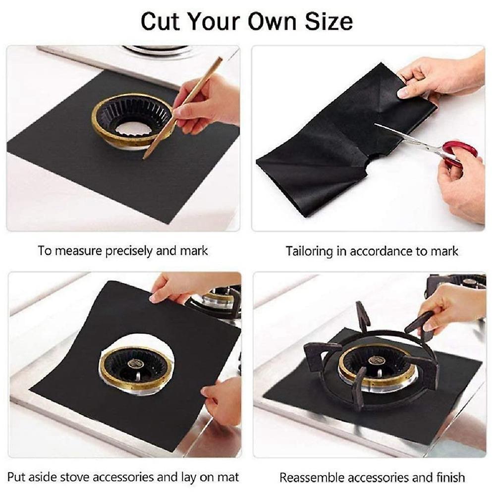 4 Reusable Stove Cover, Non-stick Burner Lining Pad for Gas Stove