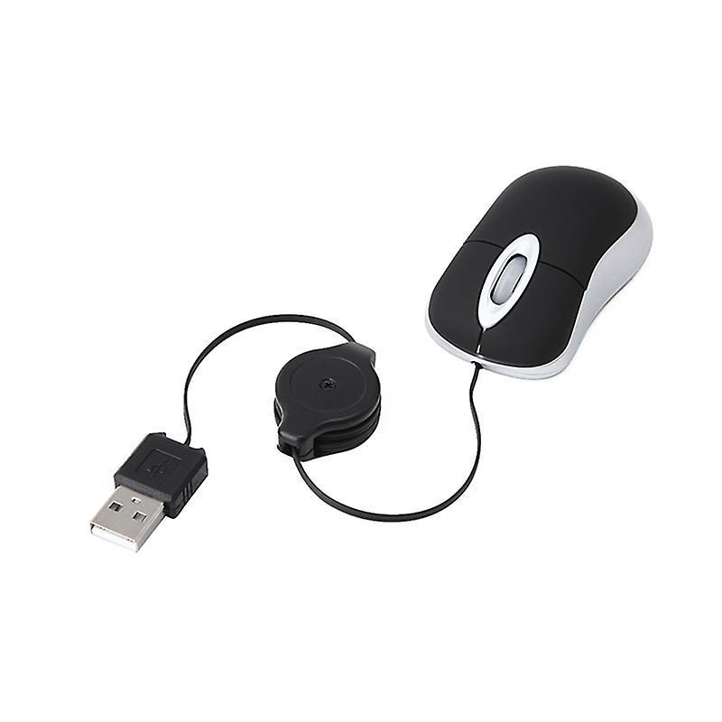 Usb Wired Mouse Cable Tiny Small Mouse for Windows 98(black)