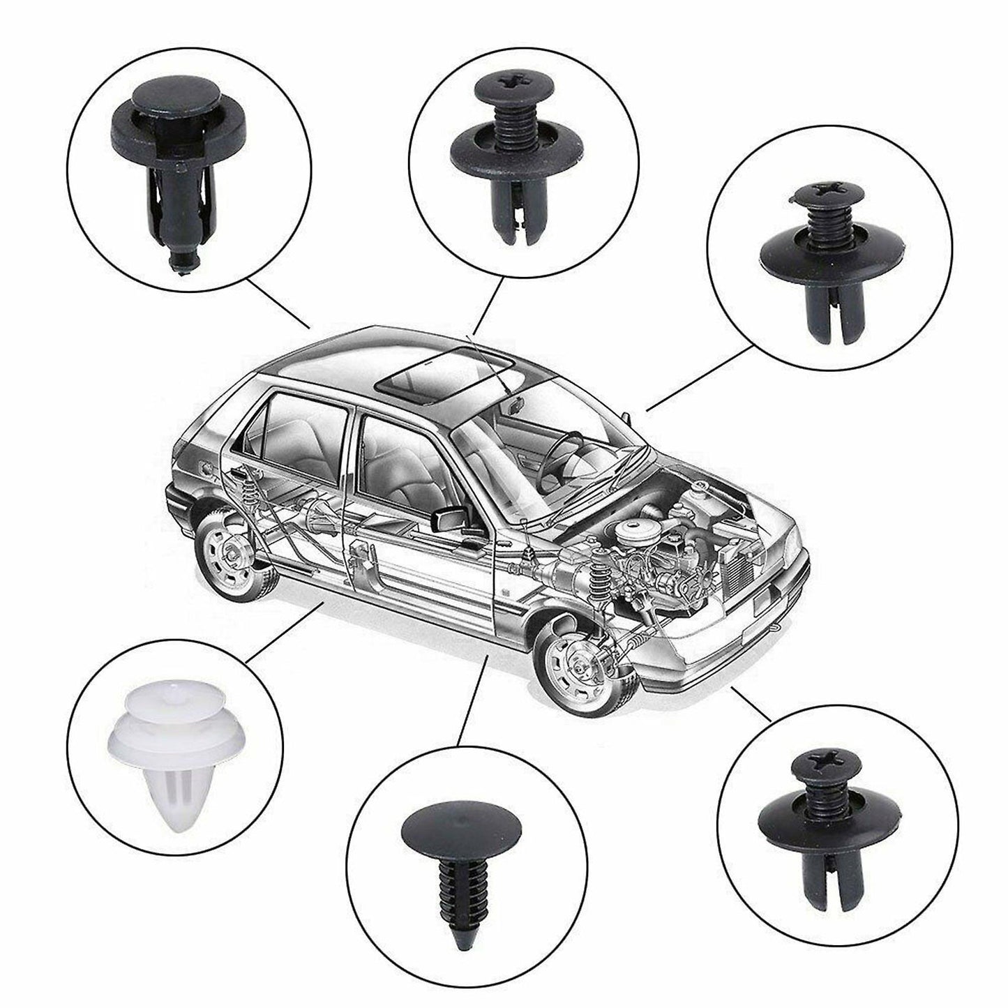 100pc Auto Car Fender Liner Fastener Bumper Interior Trim Retainer