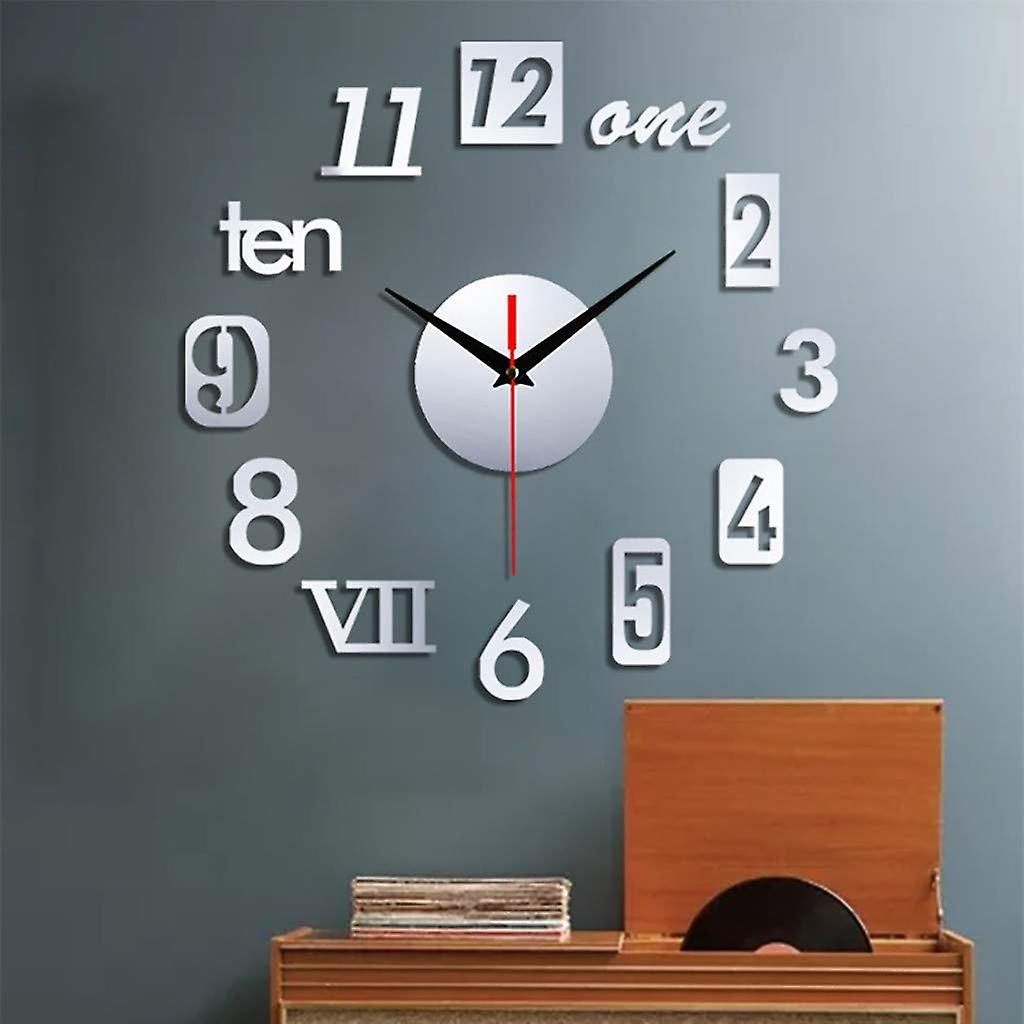 Diy Wall Clock - 3d Mirror Decor,wall Sticker Clock Home Decor Black