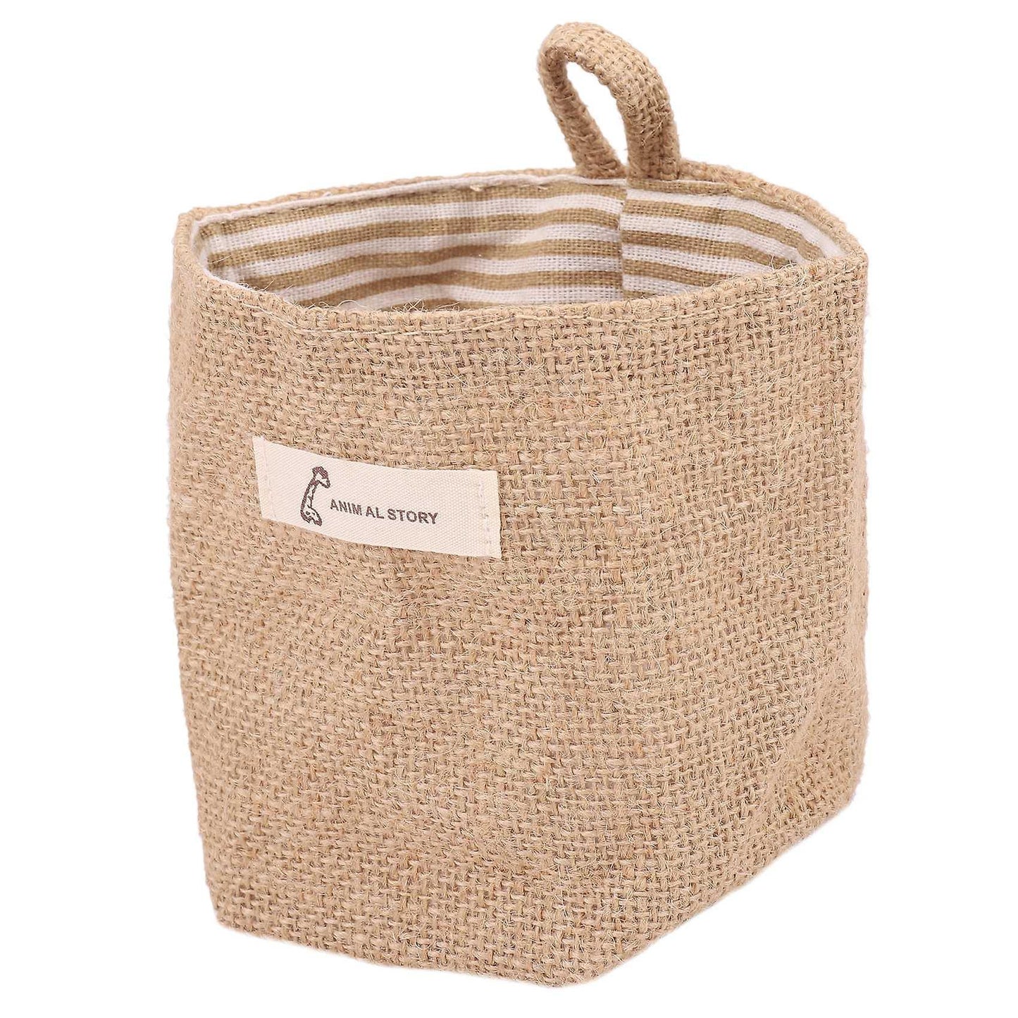 Cotton Linen Flower Pot Hanging Jute Storage Bagyellow Stripes
