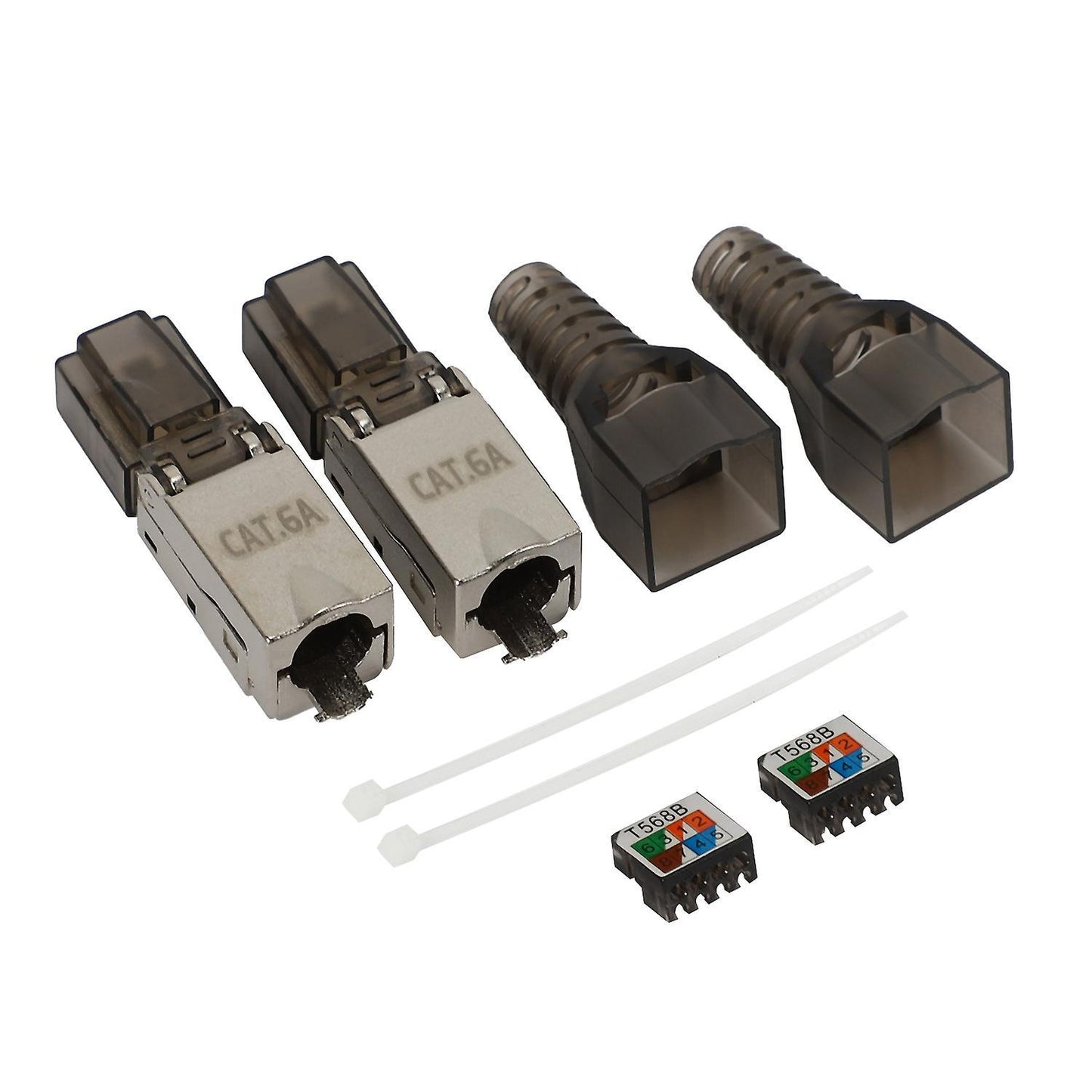 2pcs Cat6a Shielding Crystal Head Rj45 Connector Module Toolless