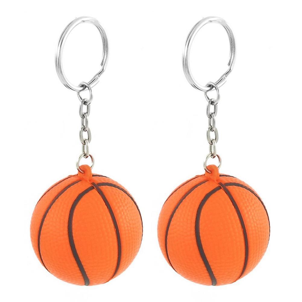 2x Orange Black Basketball Shape Sport Stress Ball Link Chain Ring