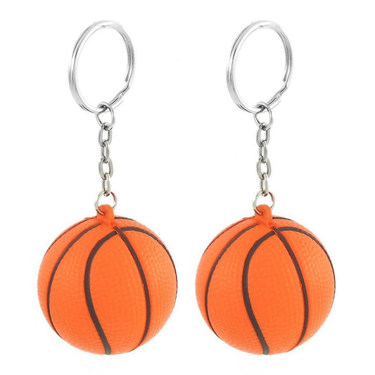 2x Orange Black Basketball Shape Sport Stress Ball Link Chain Ring