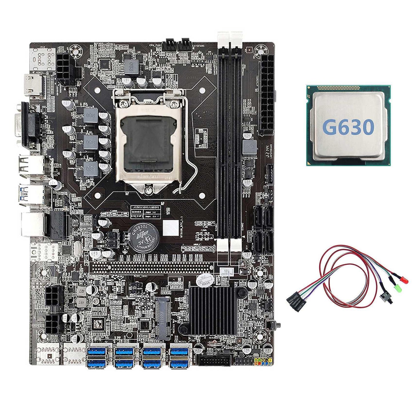B75 Eth Mining Motherboard 8xpcie Usb Adapter+g630 Cpu+switch Cable