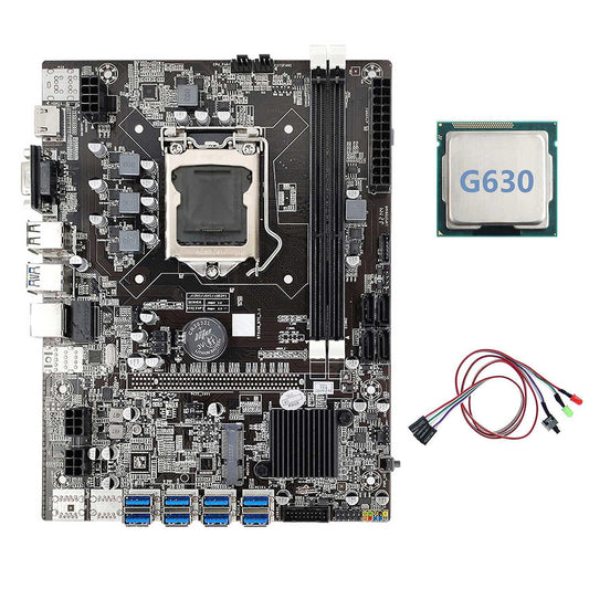 B75 Eth Mining Motherboard 8xpcie Usb Adapter+g630 Cpu+switch Cable