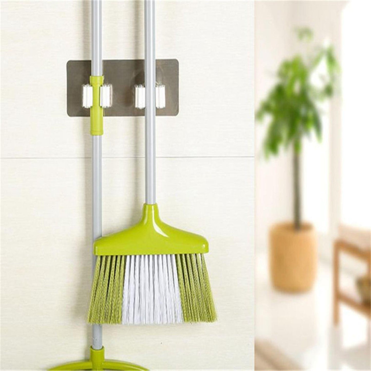Wall Tile Sticking Mop Organizer Plastic Wall Mounted Hook Organizer