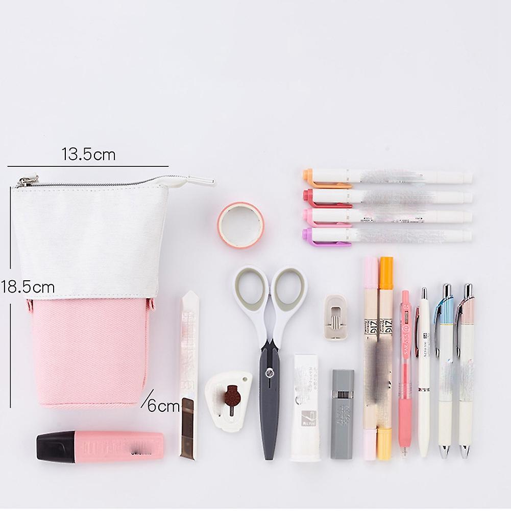 Telescopic Pop-up Pencil Bag Cosmetic Storage Bag for School Office,c