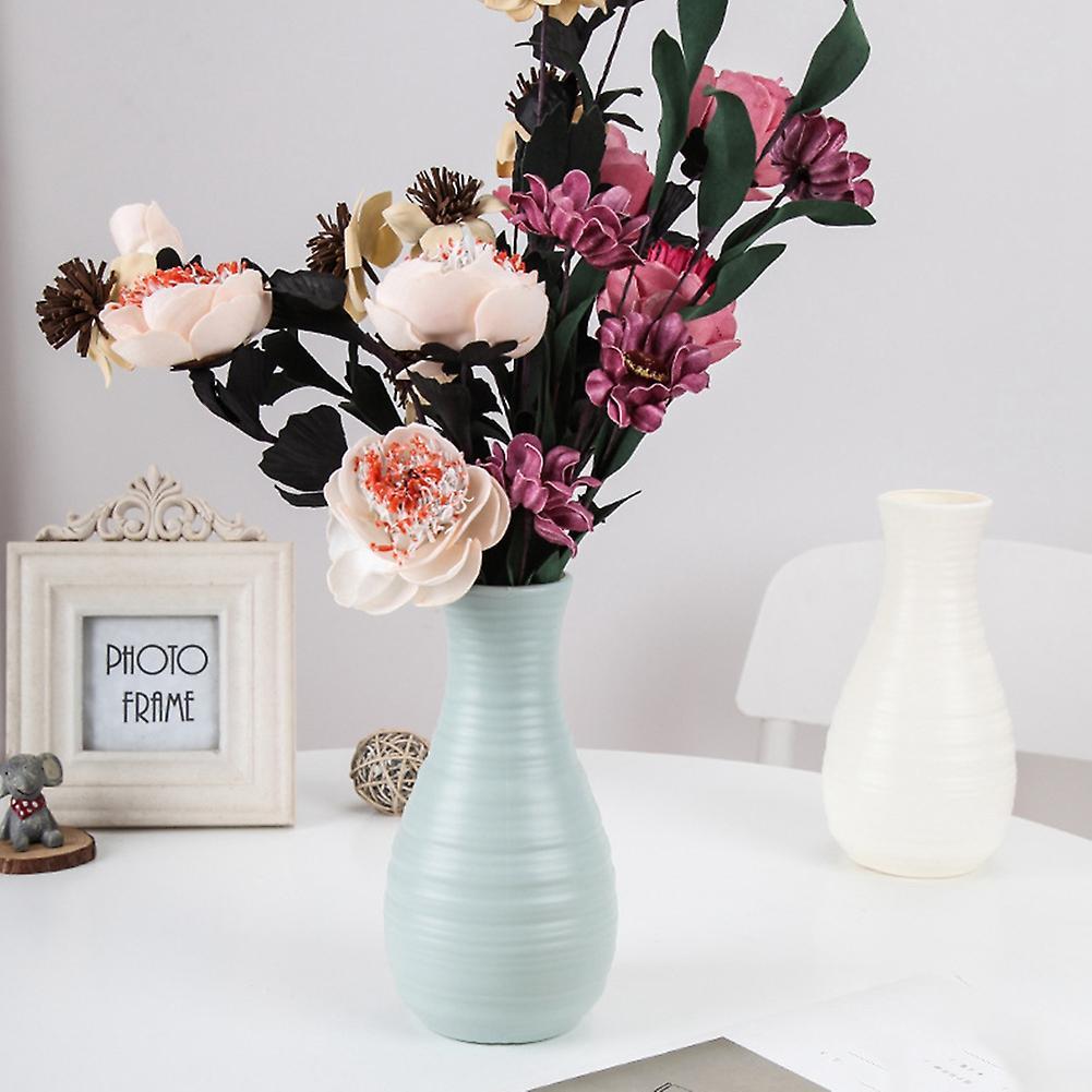 Hip Shape Plastic Material Vase 20cmx10.5cm Imitation Ceramic,white