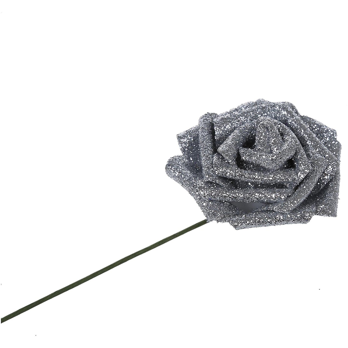7 Foam Rose Artificial Flower Bridal Bouquet Silver