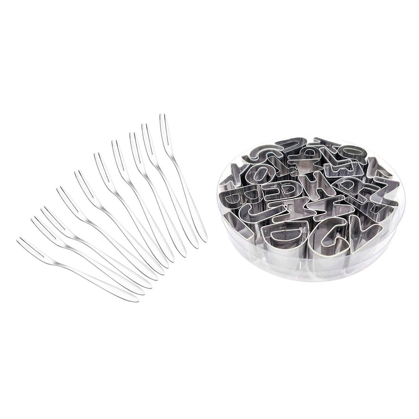 10pcs Stainless Steel Reusable Fruit Fork Cake Snack Tool 13cm