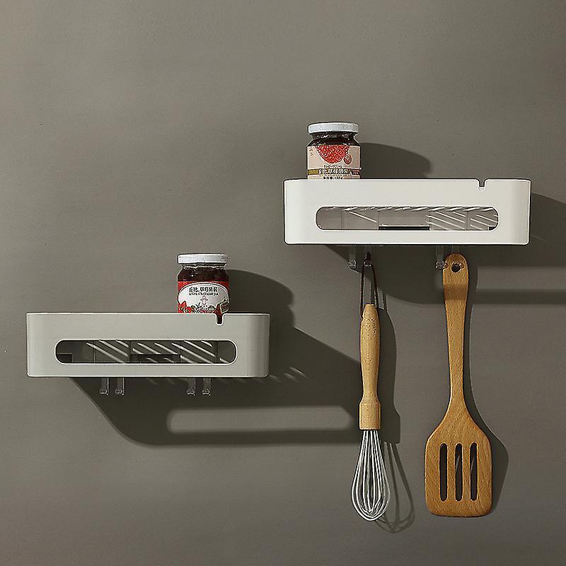Bathroom Kitchen Storage Shelf Wall Mounted Cosmetics Holder-gray