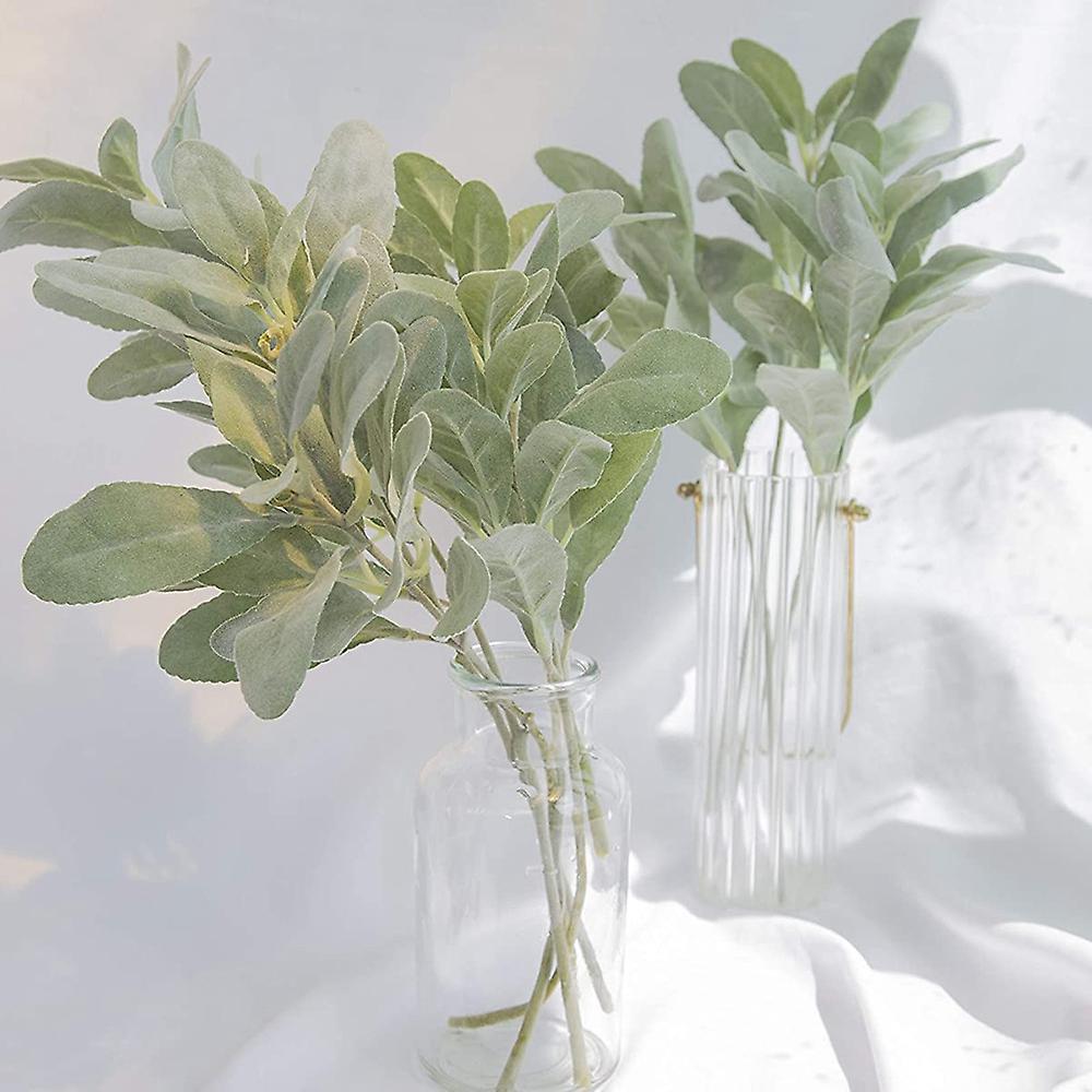 Faux Lambs Ear Stems 5pcs Artificial Greenery for Home Diy Craft