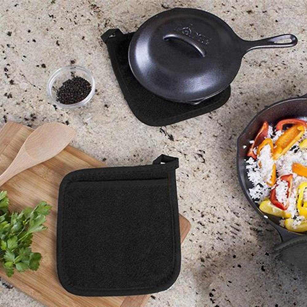 4pcs Pot Mat Cotton Cloth Pot Holders Looped Gloves Terry Pot Red
