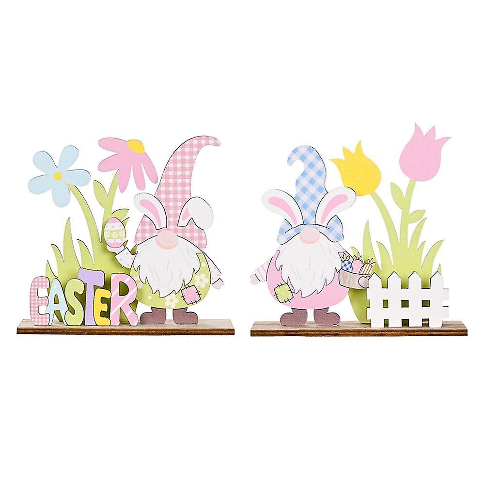 2pcs Wooden Crafts Easter Decoration for Home Diy Easter Party Decor