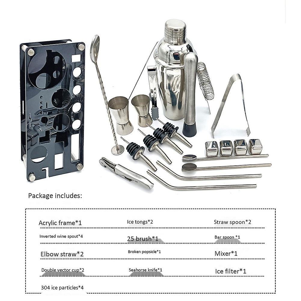 23 Pcs Bartender with Acrylic Stand 25oz Shaker Cocktail Making Set