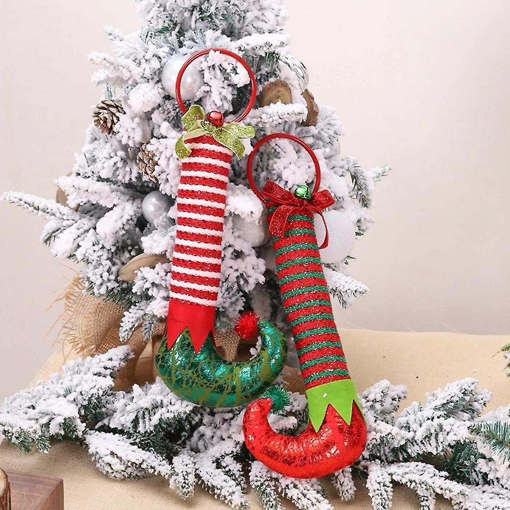 Christmas Decorations Elf Feet Iron Hoop Door Ring Ornaments-green