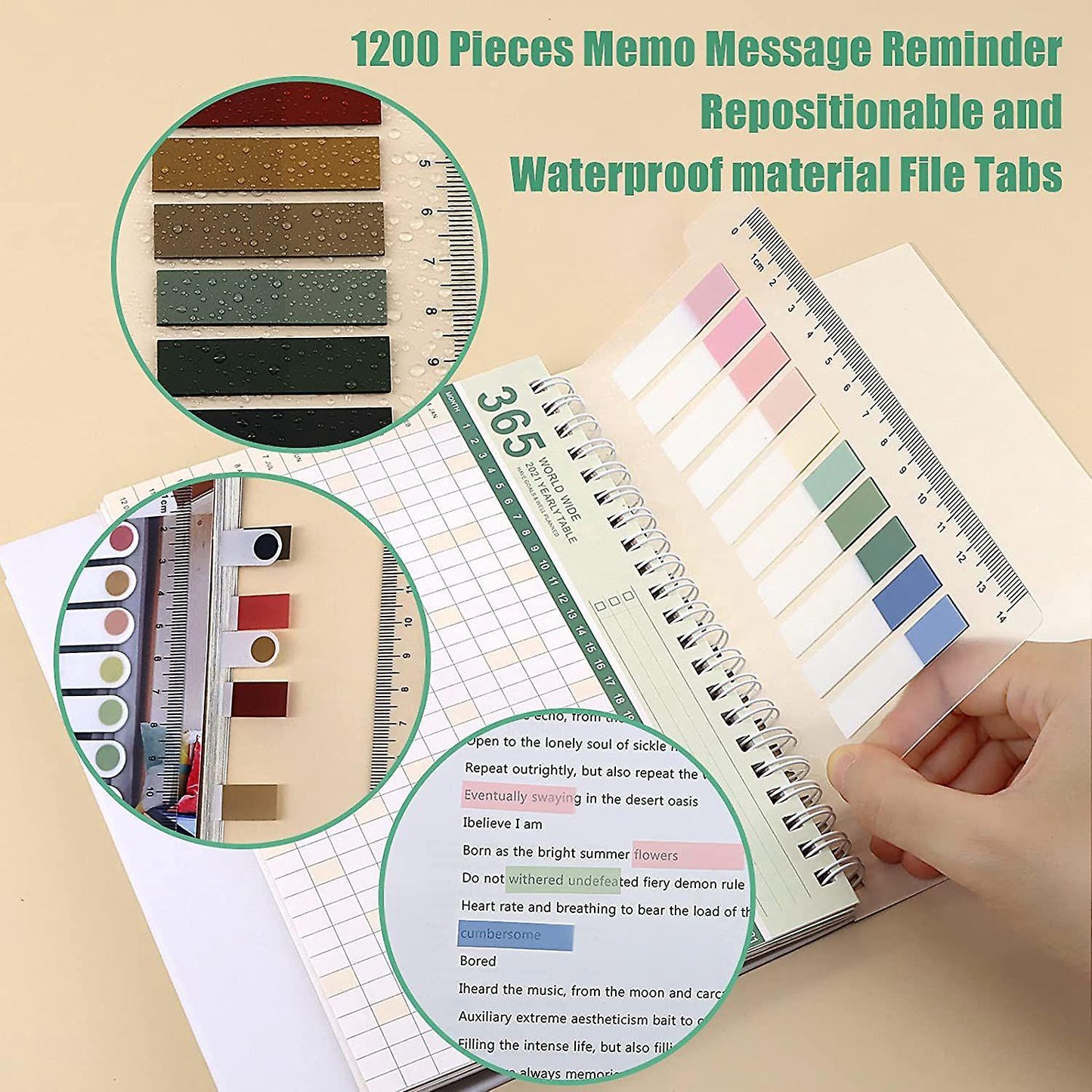 1200 Pcs Sticky Index Label Signs, Page Marker Sticker Translucent