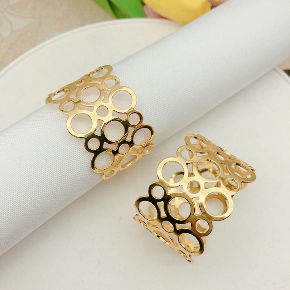 6-piece Metal Napkin Holder, Party Hollow Round Design Napkin Ring