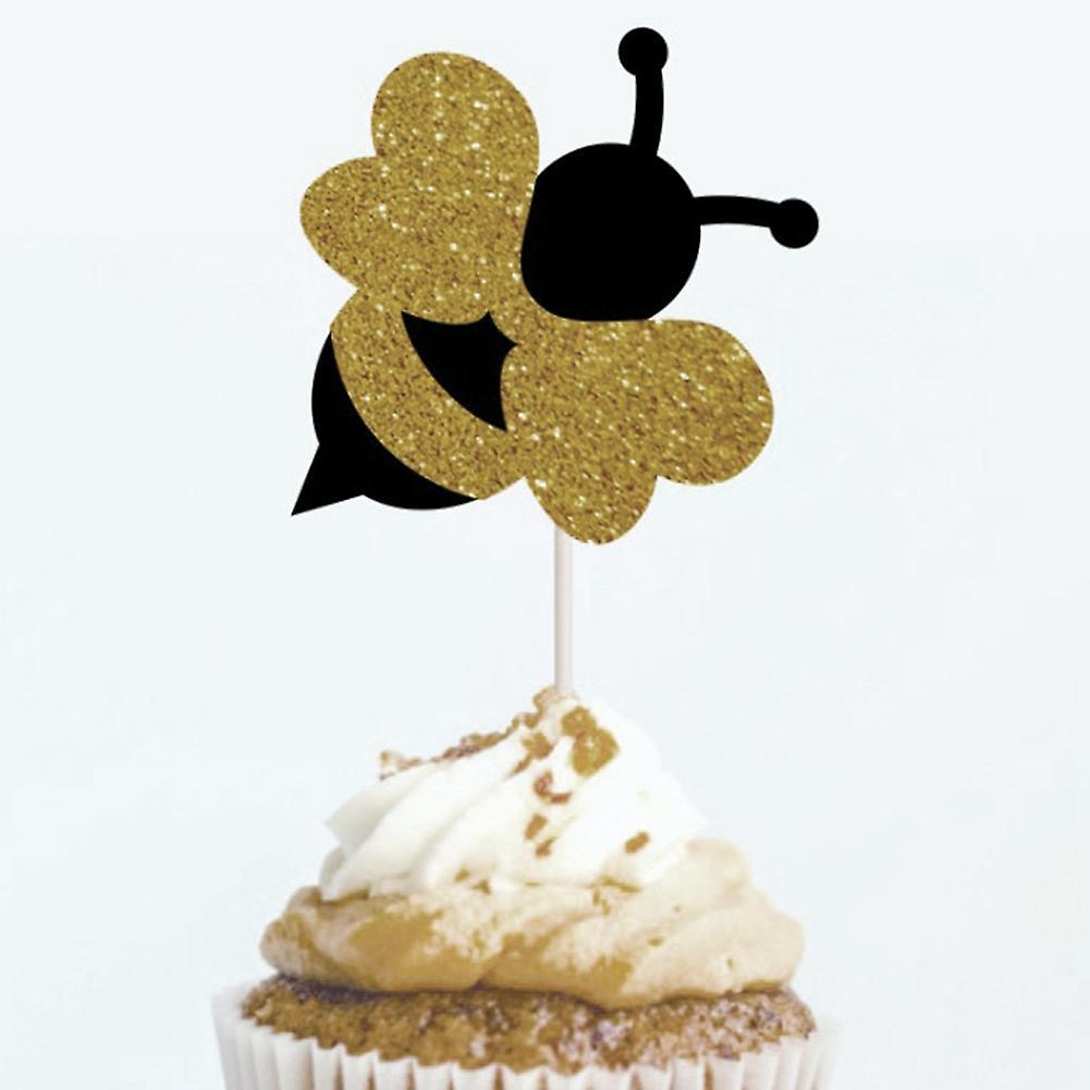 Bee Cake Decoration Party Decoration Glitter Cupcake Decoration 24pcs