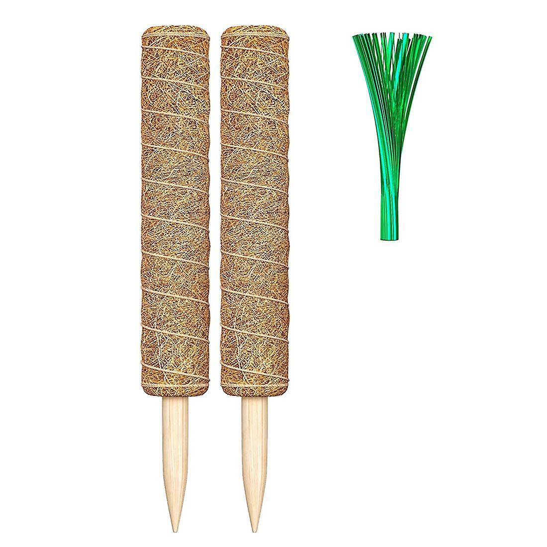 2 Moss Poles with 100 Reusable Twist Ties-suitable for Plants