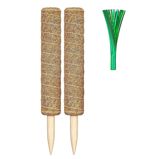 2 Moss Poles with 100 Reusable Twist Ties-suitable for Plants