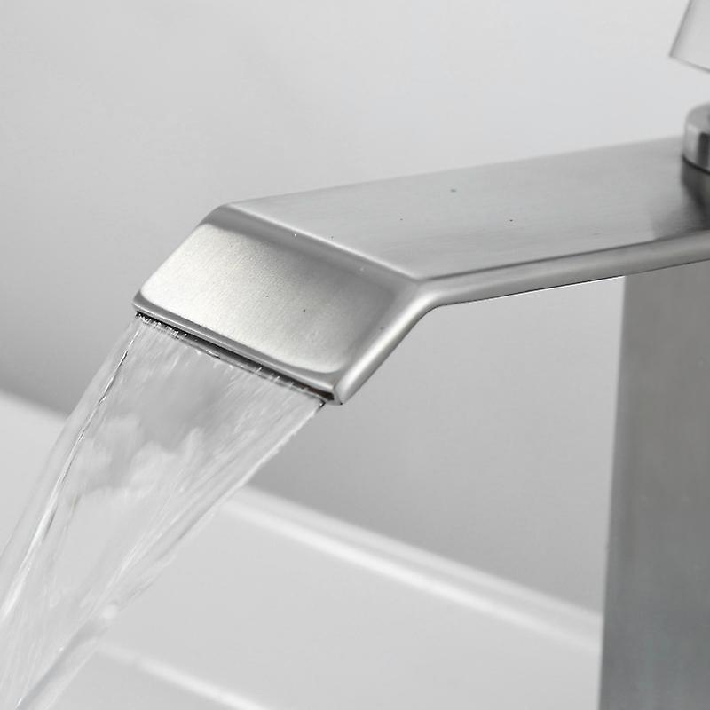 Square Cold Hot Sink Taps Bathroom Stainless Steel Basin Faucet