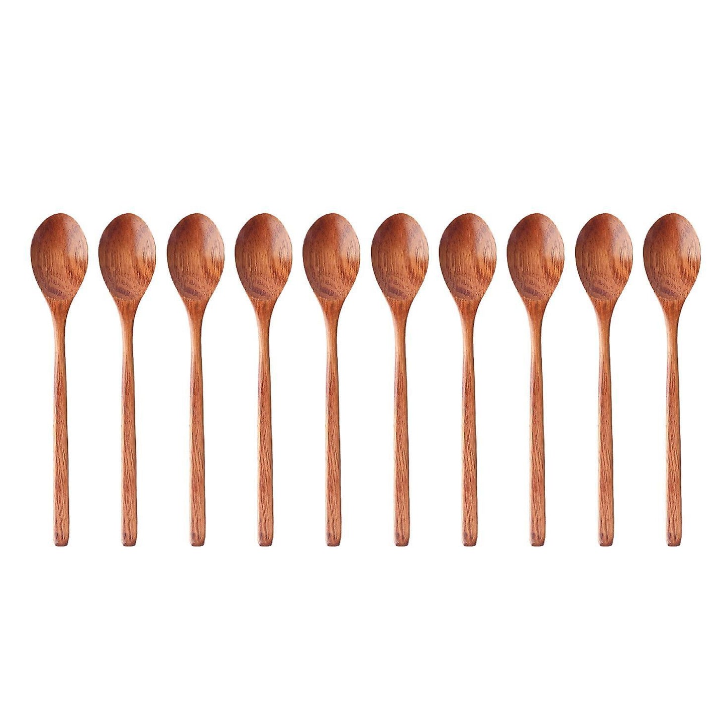 10 Pieces Wood Soup Spoons for Stirring, Long Handle Spoon Utensil