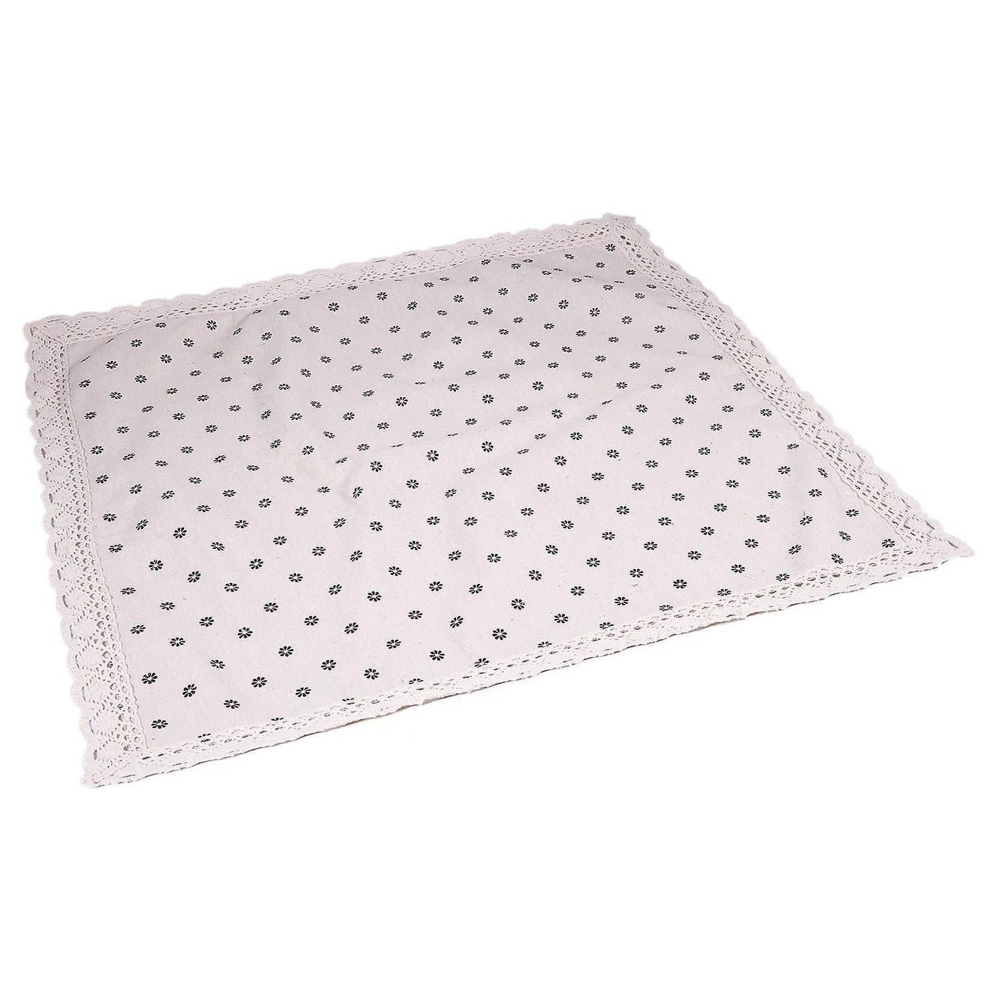 Table Cloth Linen with Lace, Coffee Small Chrysanthemum, 60*60cm