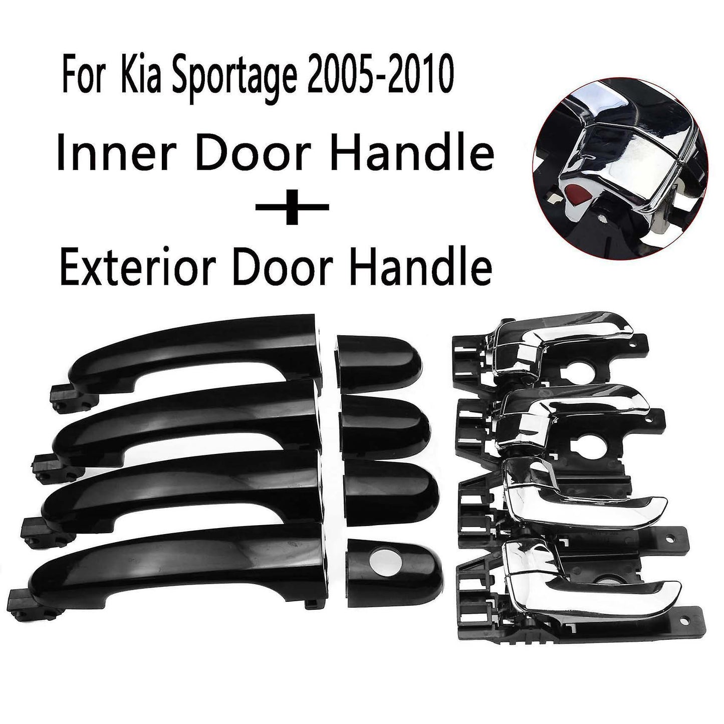 8pcs Inner Door Handle+exterior Door Handle for Hyundai Kia 2005-2010