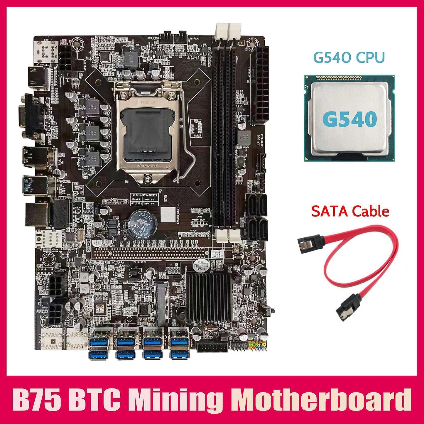 B75 Btc Mining Motherboard+g540 Cpu+sata Cable Usb Miner Motherboard