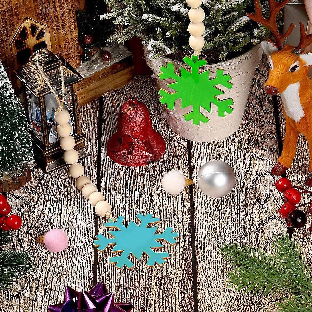 6 Pcs Christmas Tree Hanging Wooden Bead Garlands for Christmas Party