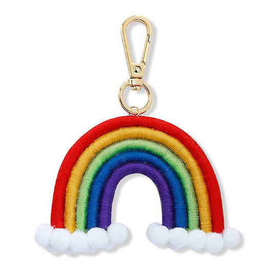 Macrame Rainbow Keyring, Handwoven Keychain, for Car Handbag Purse, D