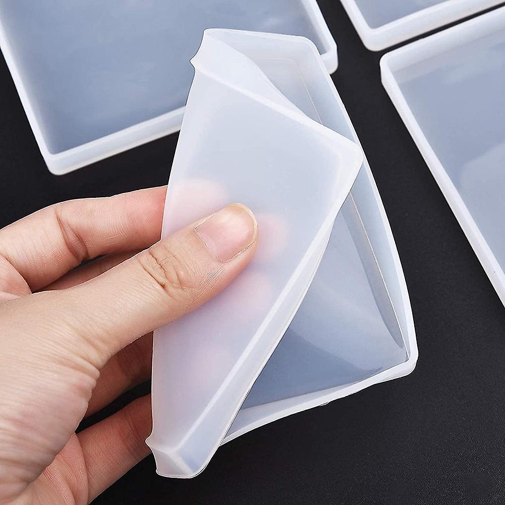 4pcs Square Resin Coaster Mold with Coaster Storage Molds for Casting