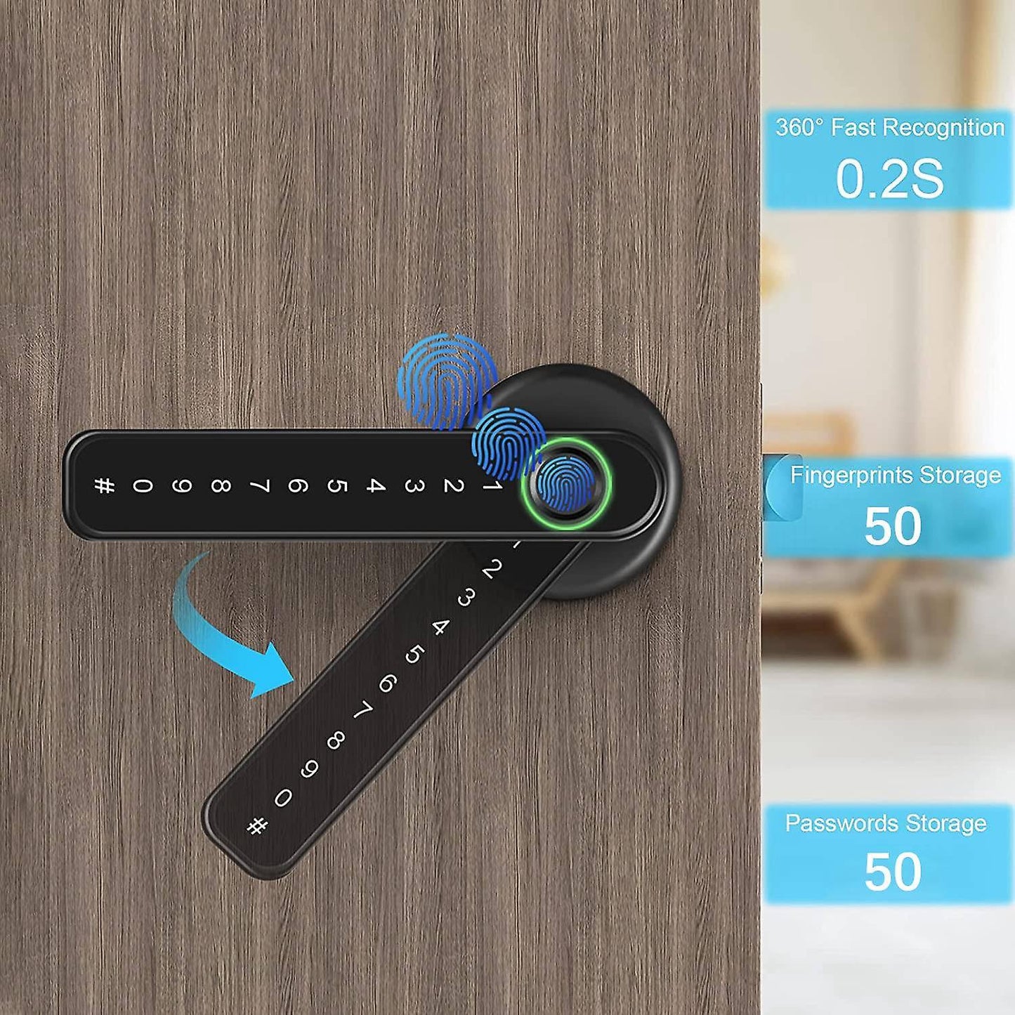 Fingerprint Door Lock with Bluetooth for Ttlock Electronic Lock