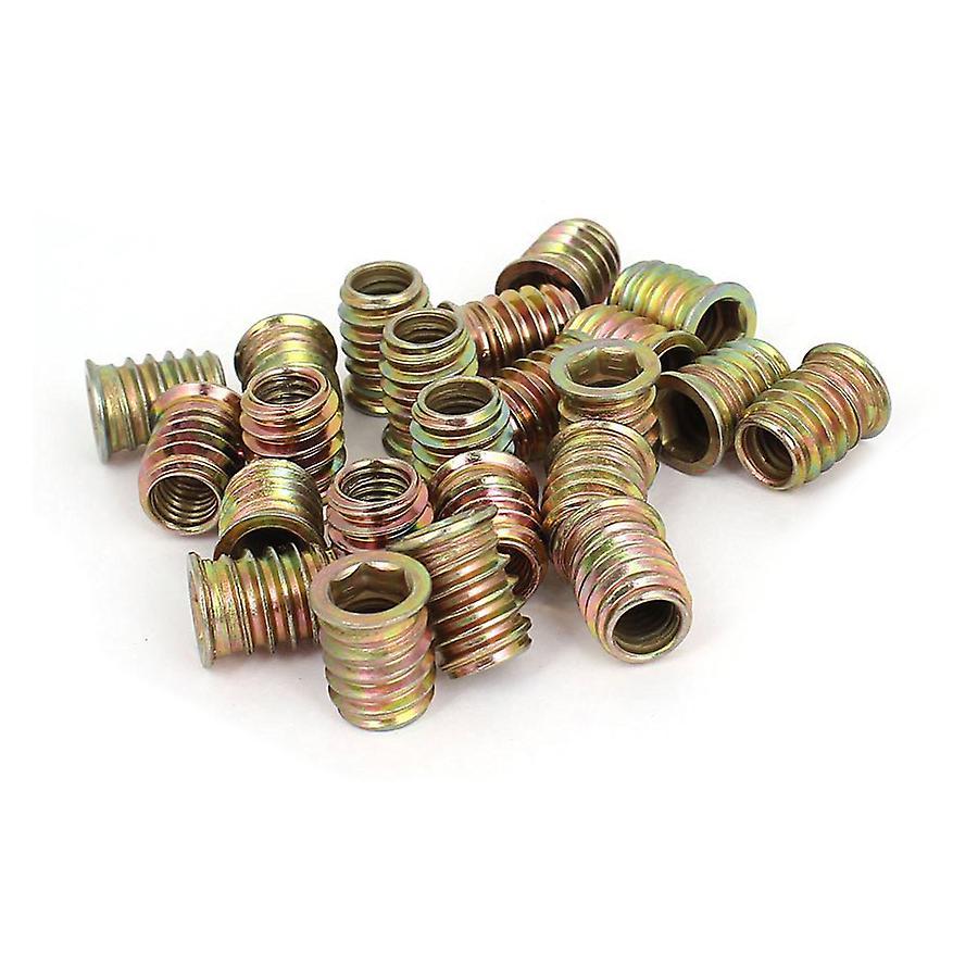 25 Pcs M8 E-nut Screws Hex Socket Nut Fittings, Brass Tone