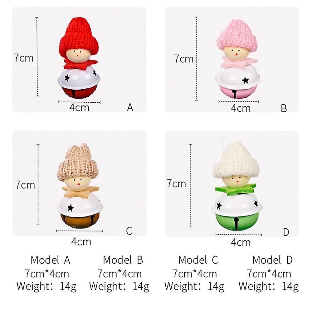 4pcs Knitted Hat Bell Pendant Christmas Ornaments Pendants Hanging