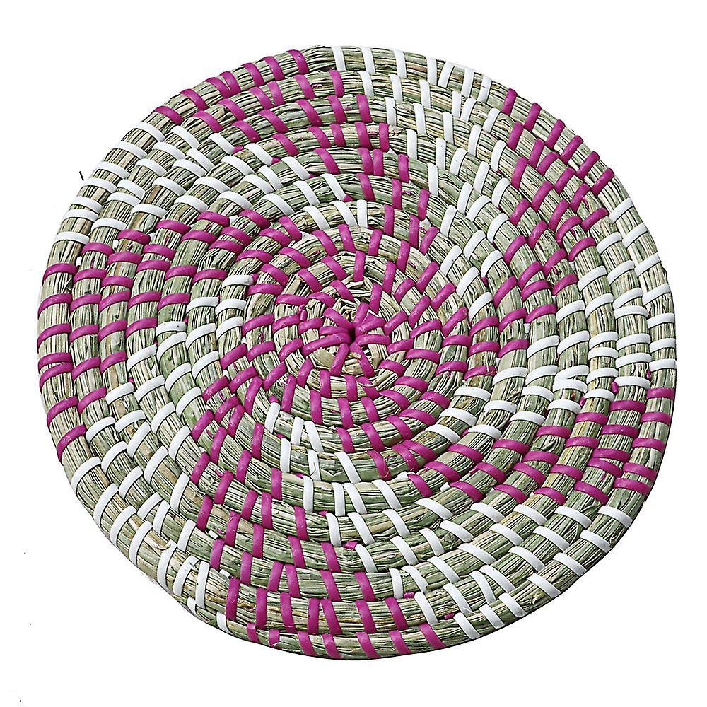 Straw Round Home Dining Table Heat Insulation Pad Coaster (a)
