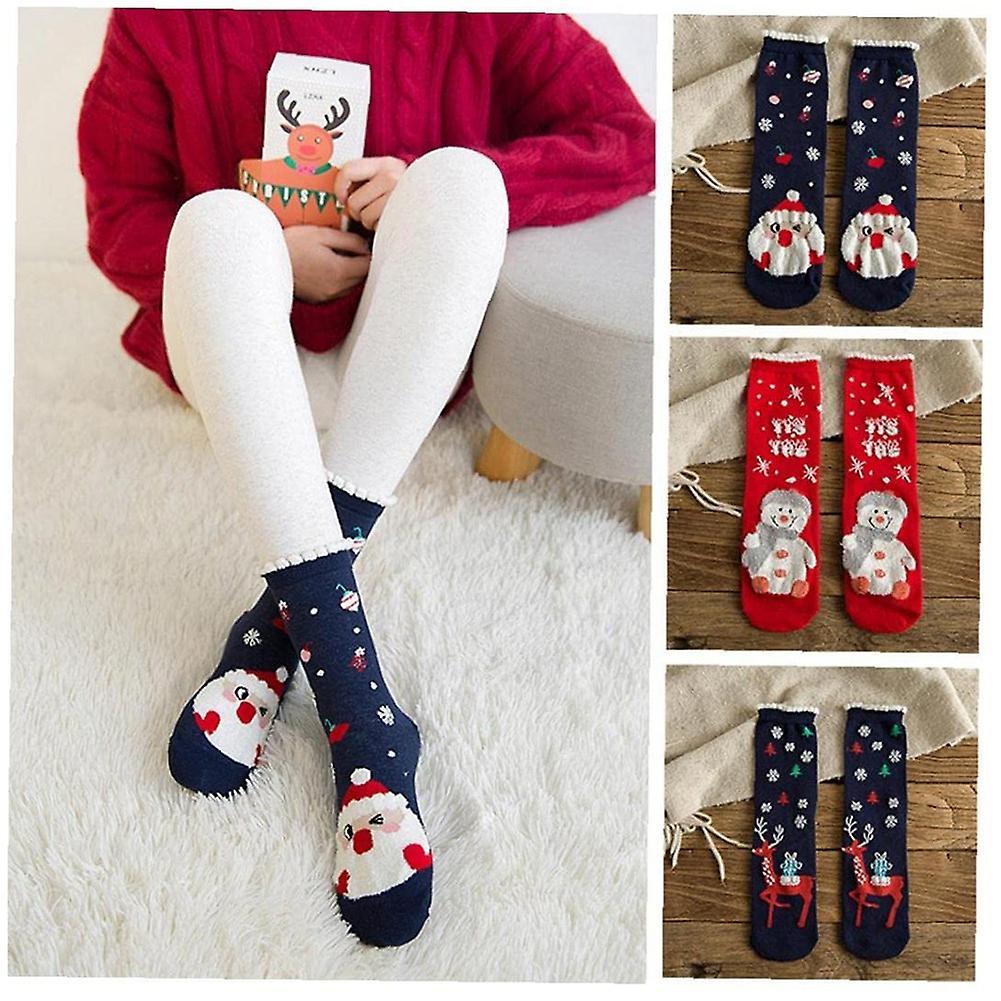 3 Pairs Floor Socks Coral Fleece Socks A