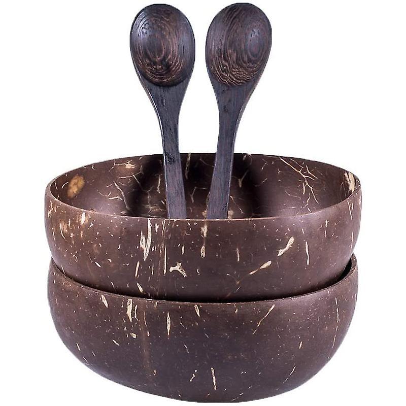 Coconut Bowls and Wooden Spoons for Serving Noodle