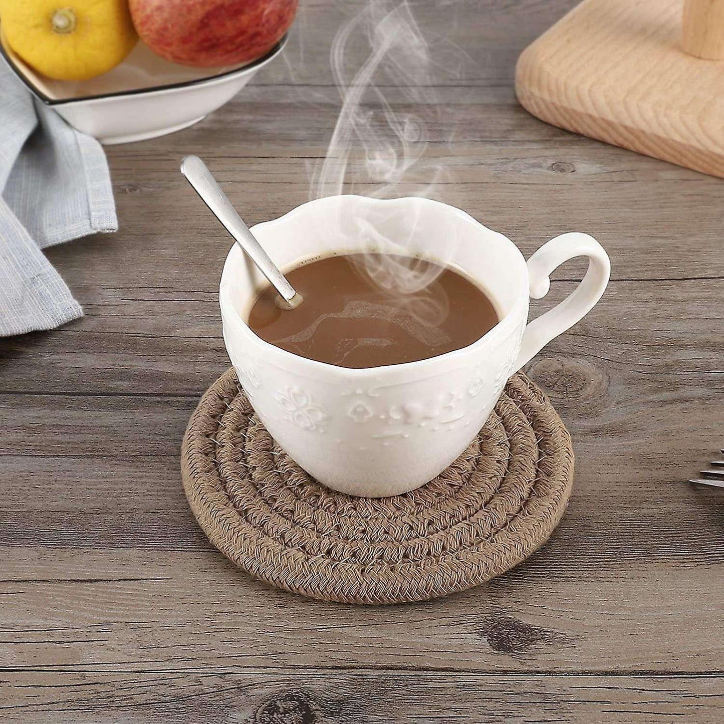 6pcs Drink Coasters,stylish Handmade Braided Coasters 4.3inch,cotton