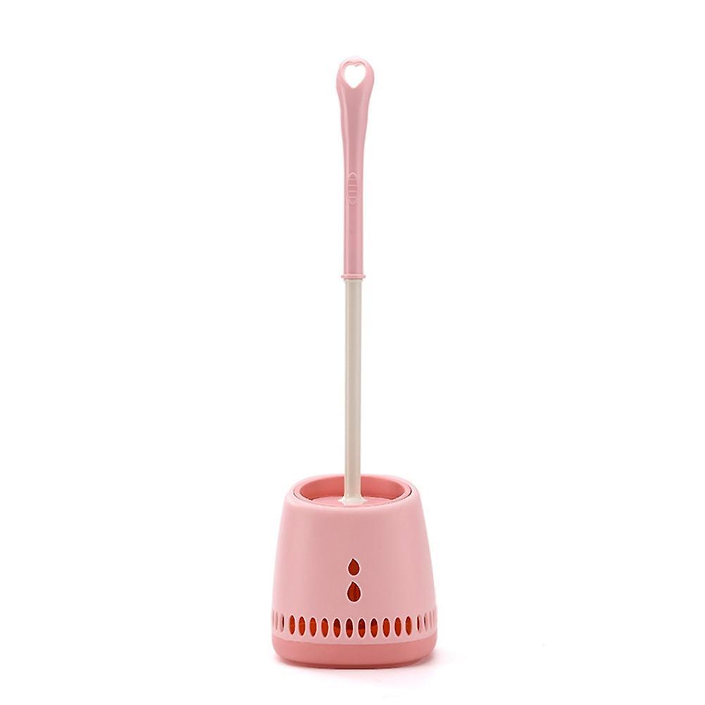 Wall Hanging Toilet Brush Holder Long Handle Cleaning Brush -pink