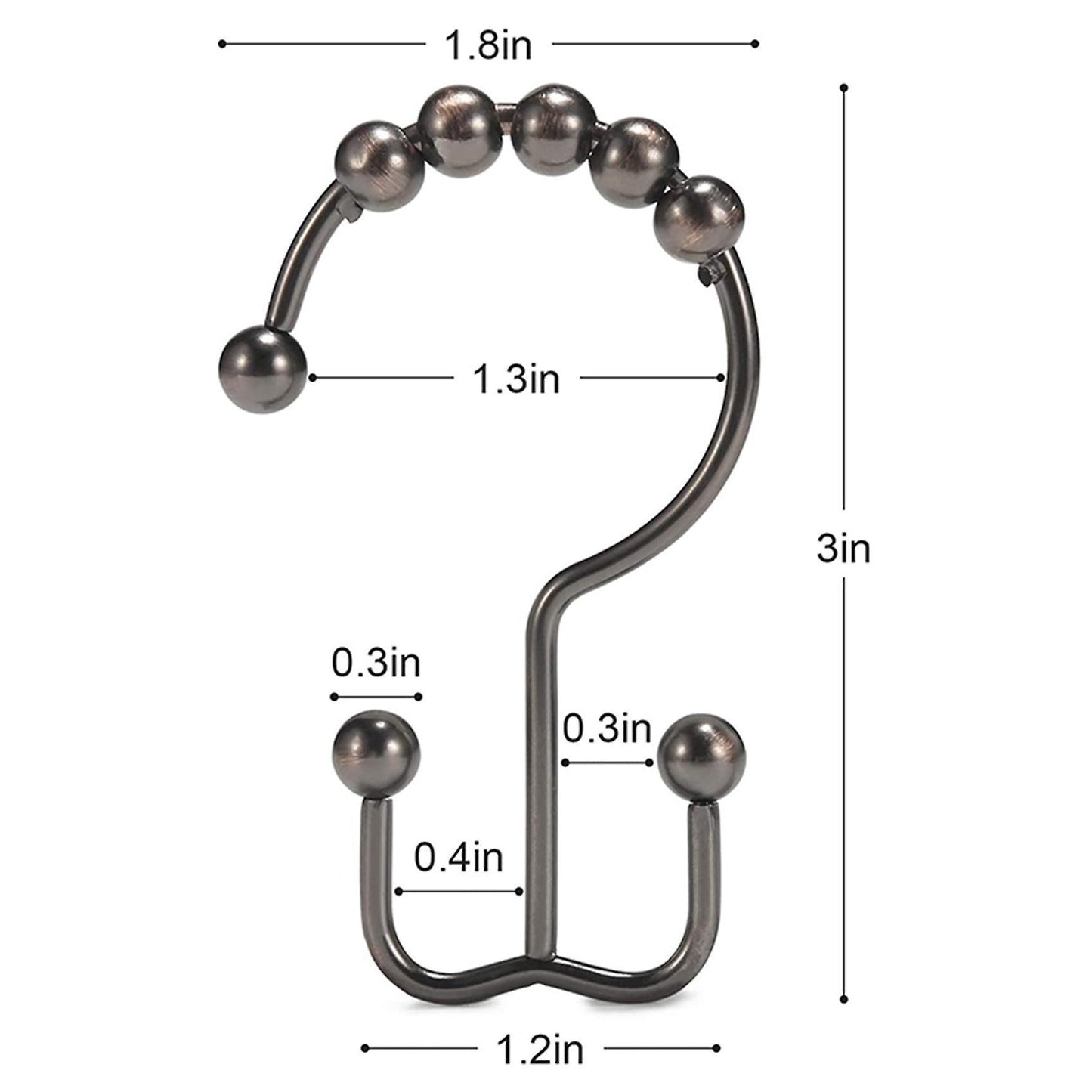 12pcs Stainless Steel Shower Curtain Rings Shower Hooks for Curtain