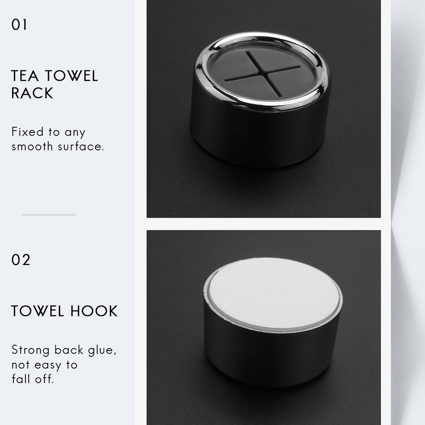 6pc Self-adhesive Towel Hooks Round Wall Mount for Kitchen Home