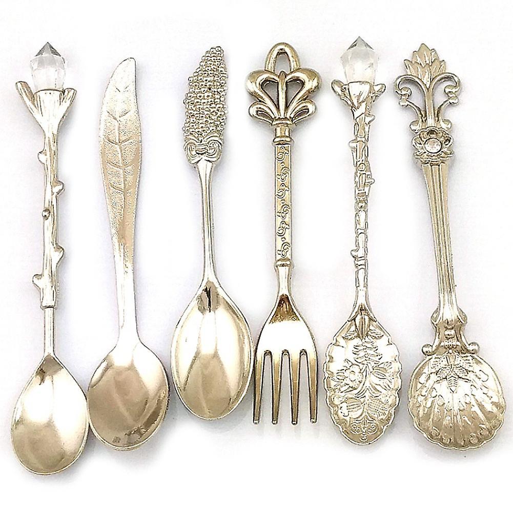 6pcs Retro European Style Palace Tableware 6 Sets Fruit Cake Fork