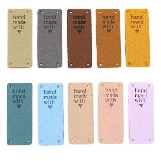 50pcs Handmade Pu Leather Tags Handmade with Love Pu Labels Faux