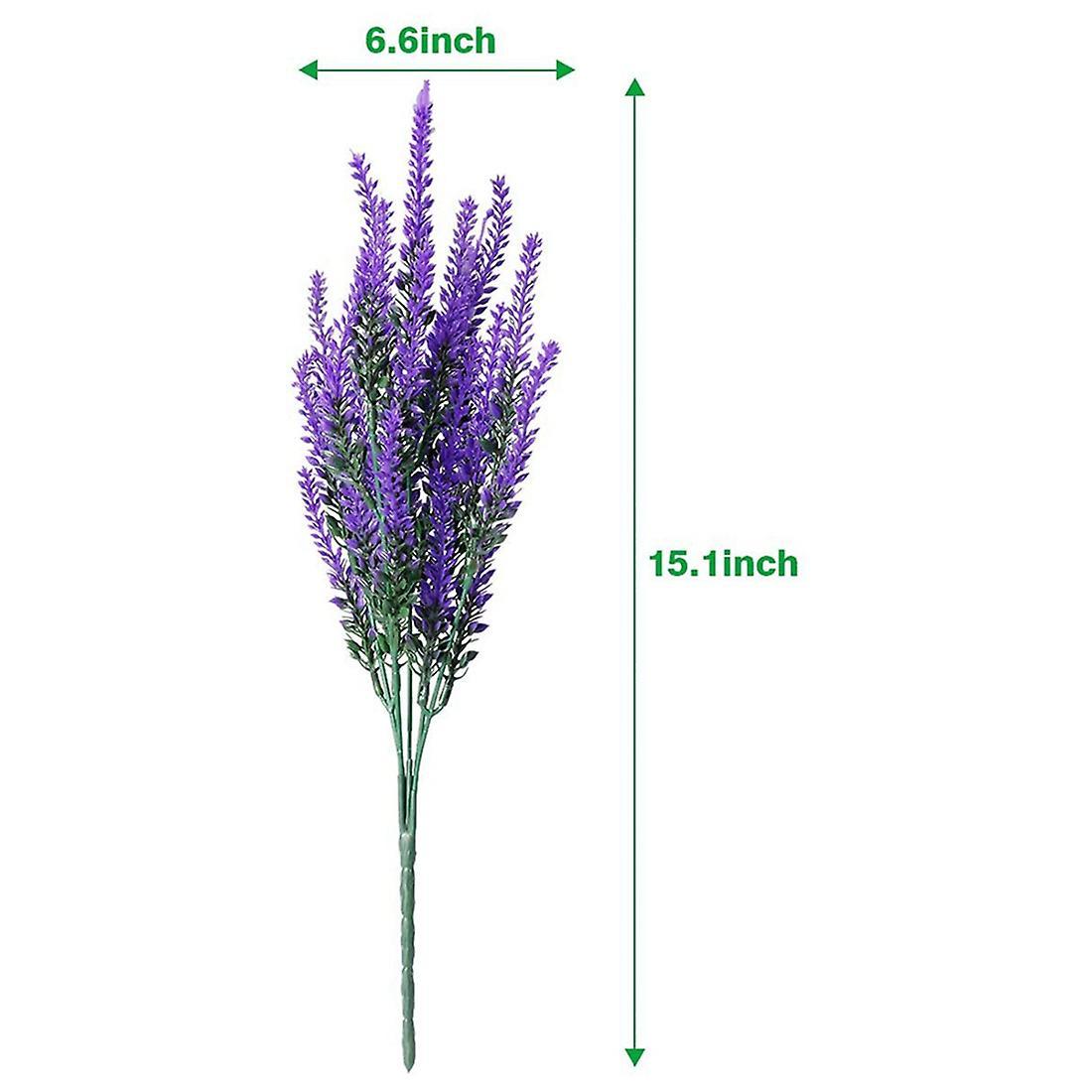 8 Bundles Artificial Lavender Fake Flowers No Fade Faux Plants Purple
