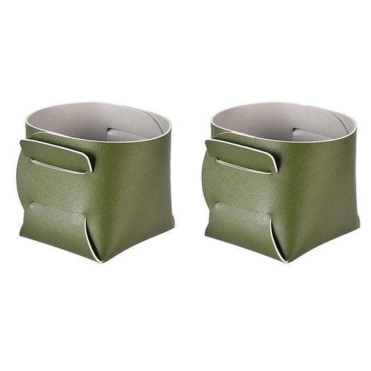 2pcs Leather Porch Key Storage Box Jewelry Brush Storage Basket,h